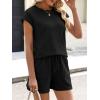 imageANRABESS Womens Waffle Knit 2 Piece Short Sets Cap Sleeve Summer 2026 Matching Lounge Outfits Travel Beach Vacation SweatsuitBlack
