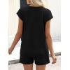 imageANRABESS Womens Waffle Knit 2 Piece Short Sets Cap Sleeve Summer 2026 Matching Lounge Outfits Travel Beach Vacation SweatsuitBlack