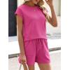 imageANRABESS Womens Waffle Knit 2 Piece Short Sets Cap Sleeve Summer 2026 Matching Lounge Outfits Travel Beach Vacation SweatsuitHot Pink