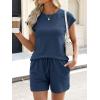 imageANRABESS Womens Waffle Knit 2 Piece Short Sets Cap Sleeve Summer 2026 Matching Lounge Outfits Travel Beach Vacation SweatsuitNavy Blue