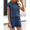 imageANRABESS Womens Waffle Knit 2 Piece Short Sets Cap Sleeve Summer 2026 Matching Lounge Outfits Travel Beach Vacation SweatsuitNavy Blue
