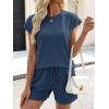 imageANRABESS Womens Waffle Knit 2 Piece Short Sets Cap Sleeve Summer 2026 Matching Lounge Outfits Travel Beach Vacation SweatsuitNavy Blue