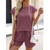 imageANRABESS Womens Waffle Knit 2 Piece Short Sets Cap Sleeve Summer 2026 Matching Lounge Outfits Travel Beach Vacation SweatsuitPurple