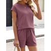 imageANRABESS Womens Waffle Knit 2 Piece Short Sets Cap Sleeve Summer 2026 Matching Lounge Outfits Travel Beach Vacation SweatsuitPurple