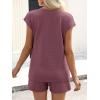 imageANRABESS Womens Waffle Knit 2 Piece Short Sets Cap Sleeve Summer 2026 Matching Lounge Outfits Travel Beach Vacation SweatsuitPurple