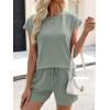 imageANRABESS Womens Waffle Knit 2 Piece Short Sets Cap Sleeve Summer 2026 Matching Lounge Outfits Travel Beach Vacation SweatsuitSage Green