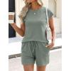 imageANRABESS Womens Waffle Knit 2 Piece Short Sets Cap Sleeve Summer 2026 Matching Lounge Outfits Travel Beach Vacation SweatsuitSage Green