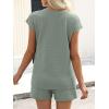 imageANRABESS Womens Waffle Knit 2 Piece Short Sets Cap Sleeve Summer 2026 Matching Lounge Outfits Travel Beach Vacation SweatsuitSage Green