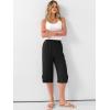 imageANRABESS Womens Wide Leg Capri Pants Elastic Waist Casual Loose Lounge Trousers 2026 Summer Flowy Beach Vacation ClothesBlack