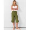 imageANRABESS Womens Wide Leg Capri Pants Elastic Waist Casual Loose Lounge Trousers 2026 Summer Flowy Beach Vacation ClothesOlive Green