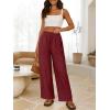 imageANRABESS Womens Wide Leg Linen Pants Summer Boho Casual Elastic Waist Long Lounge Travel Pants Trousers with PocketsDeep Red