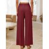 imageANRABESS Womens Wide Leg Linen Pants Summer Boho Casual Elastic Waist Long Lounge Travel Pants Trousers with PocketsDeep Red