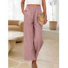 imageANRABESS Womens Wide Leg Linen Pants Summer Boho Casual Elastic Waist Long Lounge Travel Pants Trousers with PocketsPink