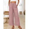 imageANRABESS Womens Wide Leg Linen Pants Summer Boho Casual Elastic Waist Long Lounge Travel Pants Trousers with PocketsPink