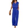 imageANRABESS 2 Piece Sets for Women Lounge Outfits Summer V Neck Cap Sleeve Top Wide Leg Pants Vacation Beach Travel SetRoyal Blue