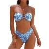 imageANRABESS Bikini Sets for Women Bandeau O Ring 2 Piece Swimsuit Floral Halter Tie Back Bathing Suit 2026 Summer Beach SwimwearWhite Blue Floral