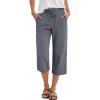 imageANRABESS Capris Pants for Women Summer Casual Loose Drawstring Elastic High Waist Straight 2026 Lounge Beach Cropped TrousersGrey
