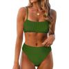 imageANRABESS High Waisted Bikini Sets for Women Tummy Control 2 Piece Swimsuits Ribbed Textured Bathing Suits Beach SwimwearGreen