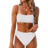 imageANRABESS High Waisted Bikini Sets for Women Tummy Control 2 Piece Swimsuits Ribbed Textured Bathing Suits Beach SwimwearWhite
