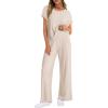 imageANRABESS Lounge Sets For Women Summer Rib Knit 2 Piece Pajama Sets 2026 Casual Spring Beach Vacation Outfits Airport ClothesLight Khaki