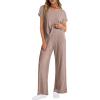imageANRABESS Lounge Sets For Women Summer Rib Knit 2 Piece Pajama Sets 2026 Casual Spring Beach Vacation Outfits Airport ClothesTan Khaki