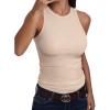 imageANRABESS Sleeveless Tank Tops for Women High Neck Racerback Ribbed Knit Top Summer 2026 Casual Basic Slim Fit Workout ShirtsBeige