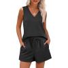 imageANRABESS Two Piece Sets for Women 2026 Summer Outfits Short Matching Lounge Set Casual V Neck Beach Vacation Travel ClothesBlack
