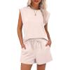 imageANRABESS Two Piece Sets for Women 2026 Summer Short Lounge Set Casual Beach Vacation Outfits Spring Sweatsuits TracksuitAlmond