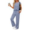 imageANRABESS Two Piece Sets for Women 2026 Summer Travel Vacation Outfits Sleeveless Lounge Set Matching Wide Leg Pants SweatsuitGray Blue