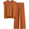imageANRABESS Women 2 Piece Lounge Sets Summer Casual Knit Sweater Vest Pant Set Beach Vacation Clothes 2026 Airport OutfitsRust