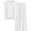 imageANRABESS Women 2 Piece Lounge Sets Summer Casual Knit Sweater Vest Pant Set Beach Vacation Clothes 2026 Airport OutfitsWhite