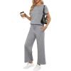 imageANRABESS Women 2 Piece Lounge Sets Summer Travel Sweat Outfits Short Sleeve Wide Leg Casual Matching Tracksuits ClothesGrey