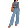 imageANRABESS Women 2 Piece Summer Outfits 2026 Crochet Sweater Vest Wide Leg Pants Lounge Matching Sets Travel Vacation ClothesDusty Blue