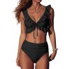 imageANRABESS Women High Waisted Bikini Sets Two Piece Ruffled Self Tie Swimsuit Ruched Bathing Suit 2026 Summer Beach SwimwearBlack