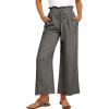 imageANRABESS Women Linen Pants Casual Loose High Waist Boho Wide Leg Cropped Palazzo Beach Pants Summer Outfits 2026 TrendyDark Gray