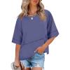 imageANRABESS Women TShirts 2026 Fashion Half Sleeve Loose Fit Top Trendy Cute Flowy Tee Shirts Summer Casual OutfitsBlue Gray