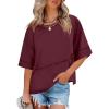 imageANRABESS Women TShirts 2026 Fashion Half Sleeve Loose Fit Top Trendy Cute Flowy Tee Shirts Summer Casual OutfitsDeep Red