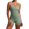 imageANRABESS Women Workout Sets Build in Bra 2 Piece Outfits Tank Tops Tummy Control Shorts Yoga Gym Active Wear Clothing SetLight Green