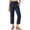 imageANRABESS Womens Capri Pants 2026 Summer Casual Elastic High Waisted Lounge Cropped Tapered Ankle Beach Trousers Work OutfitsNavy Blue