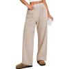 imageANRABESS Womens Casual Pants High Waisted Elastic Waist Straight Leg Trousers 2026 Summer Loose Fit Lounge Pants with PocketsParchment