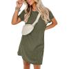 imageANRABESS Womens Casual Summer Ribbed Knit Tunic Tshirt Mini Dresses 2026 Trendy Crewneck Short Sleeve Beach Loose Shift DressOlive