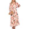 imageANRABESS Womens Floral Maxi Dress 2025 Fall V Neck Puff Long Sleeve Flowy Casual Wedding Guest Tea Party Tulle DressesBlack Red Flower