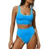 imageANRABESS Womens High Waisted Bikini Sets Two Piece Tummy Control Swimsuits High Cut Summer Beach Vacation Bathing SuitsBlue
