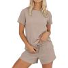 imageANRABESS Womens Lounge Pajamas Short Set 2026 Casual Summer 2 Piece Outfits Lightweight Loungewear ClothesBeige