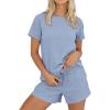 imageANRABESS Womens Lounge Pajamas Short Set 2026 Casual Summer 2 Piece Outfits Lightweight Loungewear ClothesLight Blue