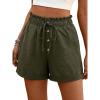 imageANRABESS Womens Shorts Casual Summer High Waisted Elastic Drawstring Comfy Lounge Wide Leg Short Pants Beach Vacation ClothesArmy Green