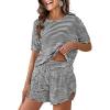 imageANRABESS Womens Striped Pajamas Sets 2026 Summer 2 Piece Lounge Matching Short PJ Set Side Split Spring Sleepwear OutfitsBlack White Striped