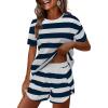 Navy Blue White Wide Striped
