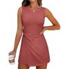 imageANRABESS Womens Summer Dress 2026 Athletic Romper Skort Sleeveless Twist Waist Bodycon Night Out Mini Dress Built in ShortsRust Red