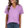 imageANRABESS Womens T Shirts Short Sleeve V Neck Shirts Summer Loose Fit Dressy Tops Business Casual Blouses 2026 Basic TeesLight Purple